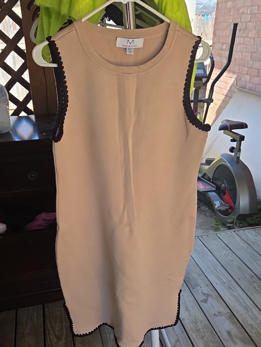 M by Missoni Beige Knit Sleeveless Sheath with Black Trim